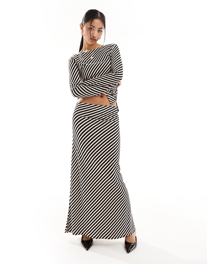 Nobody's Child Mason Midi Skirt In Horizontal Stripe - Part Of A Set-multi