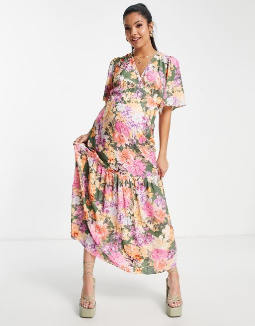 Nobody's Child Maternity – Clementine – Mehrfarbiges Kleid mit großem Blumenmuster, 4 von 4
