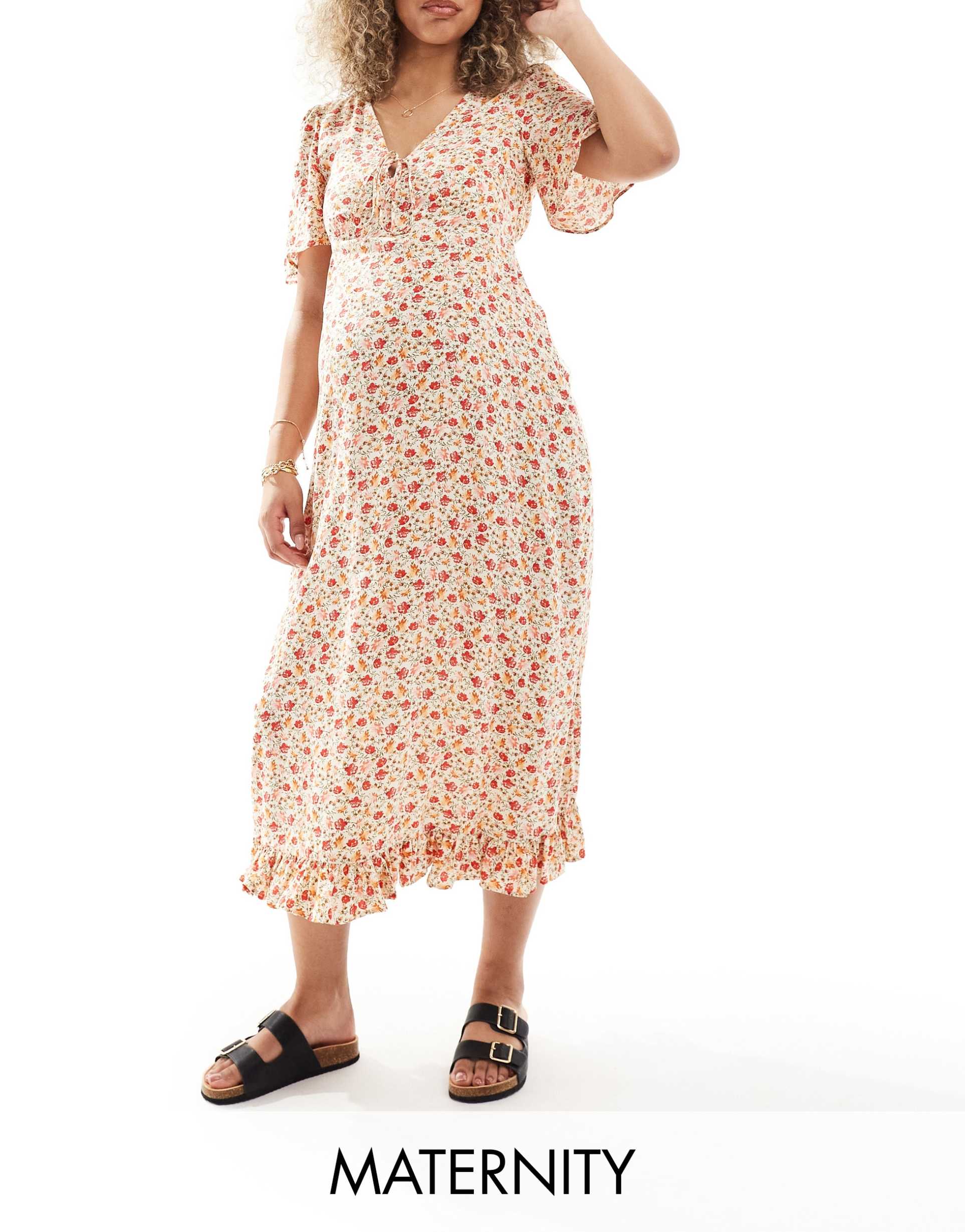 nobody's child maternity dalia midi dress in ditsy floral