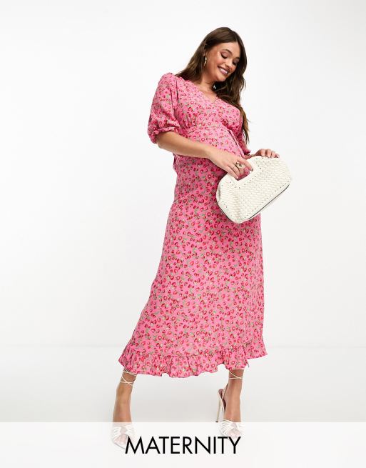 Nobody's Child Maternity – Delilah – Hängerkleid in Rosa mit Erdbeermuster