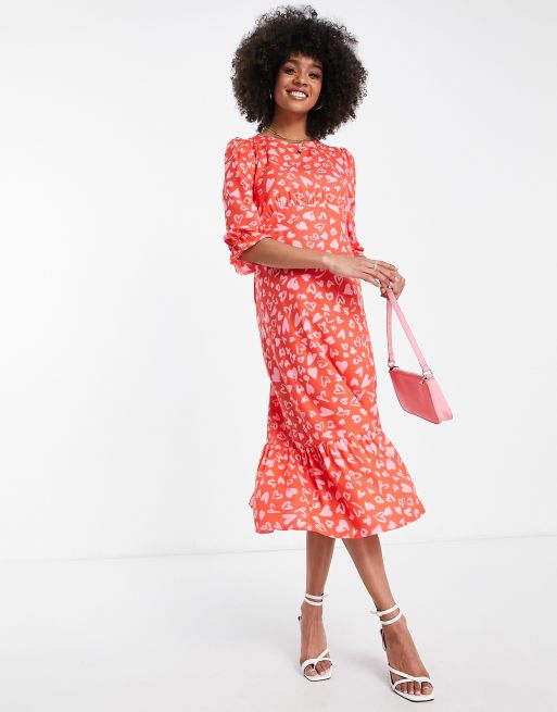 Heart print shop tea dress