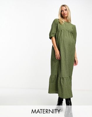 Nobody's Child Maternity Rachel Midi Dress In Khaki-green