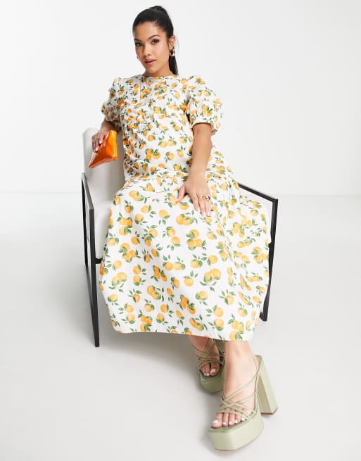 Nobody's Child Maternity - Rochelle - Cremefarvet kjole med appelsinprint, 4 af 4