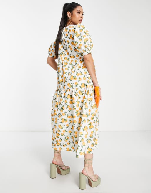 Nobody's Child Maternity Rochelle orange print dress in cream, 2 of 4