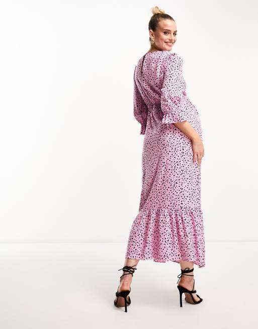 Nobody's Child Maternity Selena midi dress in pink ditsy print, 4 of 4