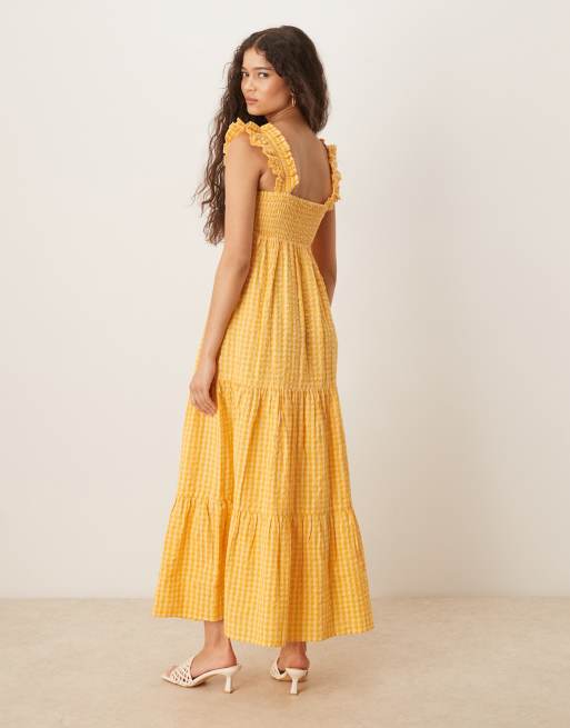 Nobody's Child - Maya - Vestito midi a balze giallo a quadretti, 3 di 4