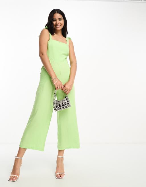 Nobody's Child - Meg - Tuta jumpsuit color verde mela con spalline annodate