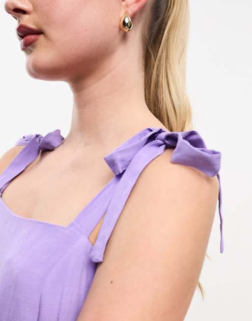 Nobody's Child - Meg - Tuta jumpsuit viola con spalline annodate, 3 di 4