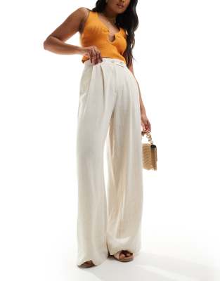 Nobody's Child Mel Tailored Wide Leg Pants In Cream-white