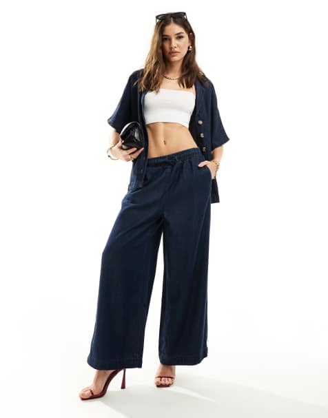 Nobody's Child - Melody - Broek met wijde pijpen in marineblauw, deel van co-ord set - view 1