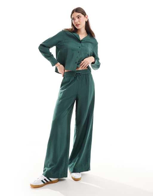 Nobody's Child Melody wide leg pants in green (part of a set)
