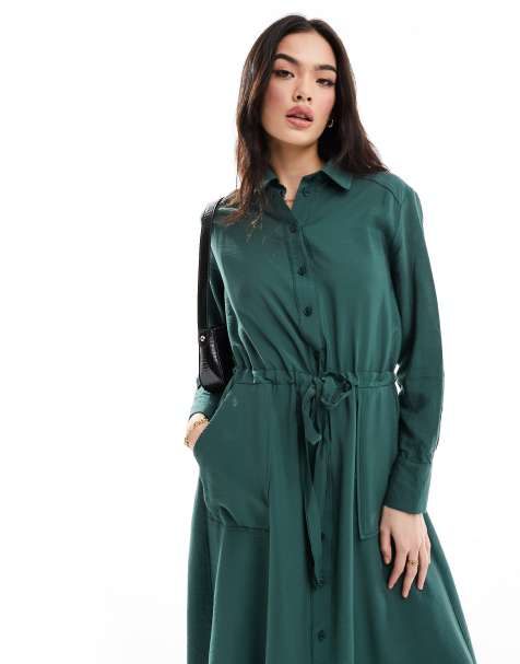 Nobody's Child Mia midi dress in dark green - view 1