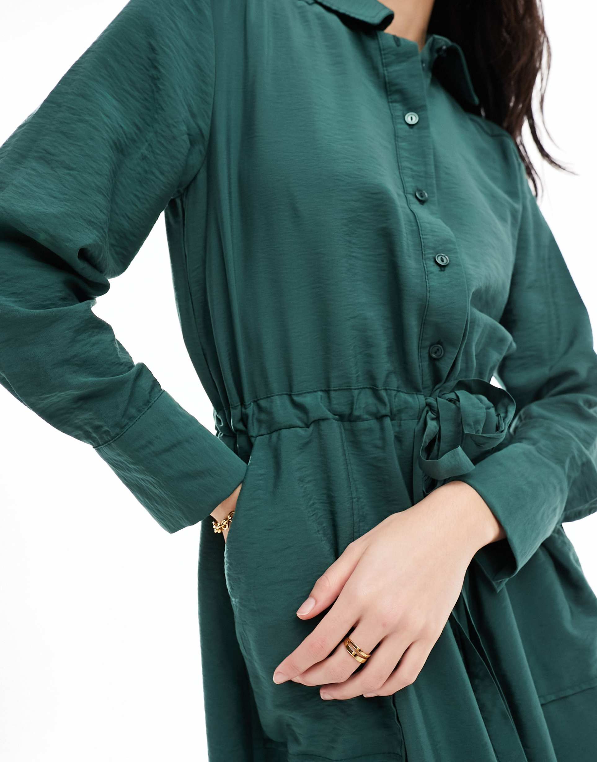 nobody's child mia midi dress in dark green