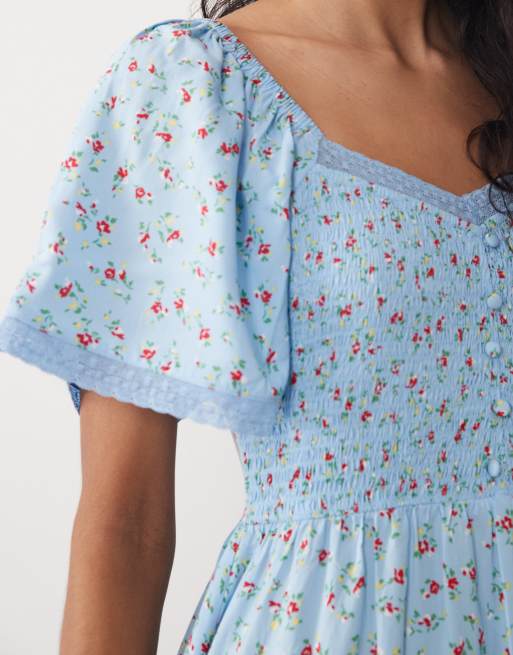 Nobody's Child - Mia - Vestito midi blu a fiori, 4 di 4