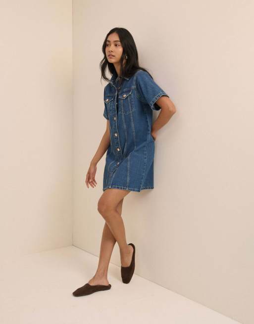 Nobody's Child Mid denim shirt mini dress in blue, 4 of 5