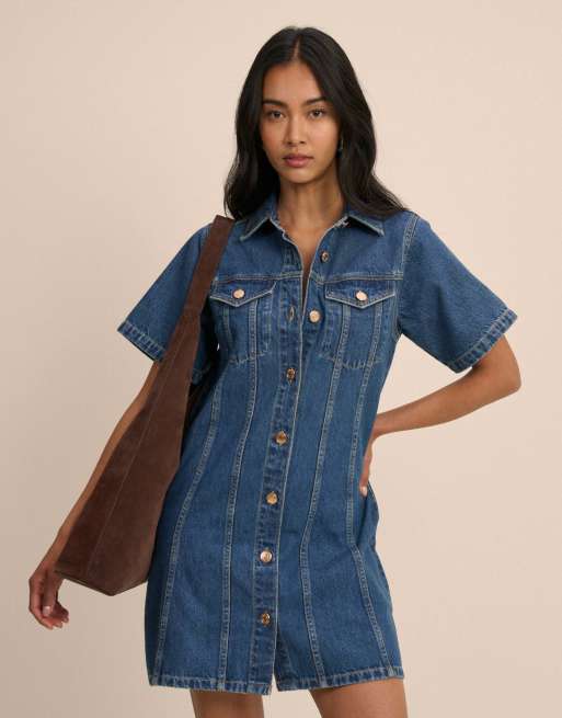 Nobody's Child Mid denim shirt mini dress in blue, 5 of 5