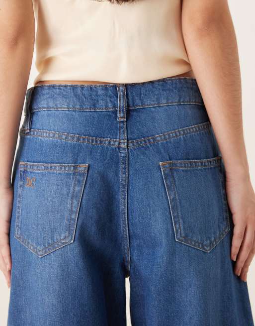 Nobody's Child mid rise barrel leg jeans in mid blue wash, 5 of 5