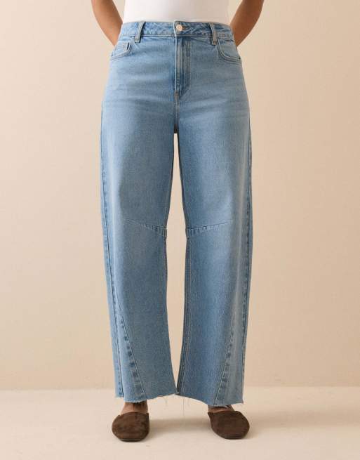 Nobody's Child Mid rise subtle barrel jeans in mid wash, 5 of 6