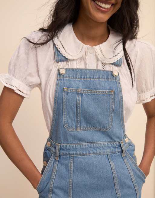 Nobody's Child Mid wash denim dungaree midi dress in denim, 3 of 5