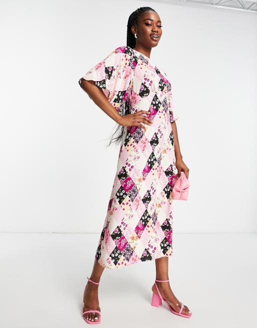 Nobody's Child midaxi tea dress in patchwork print ASOS