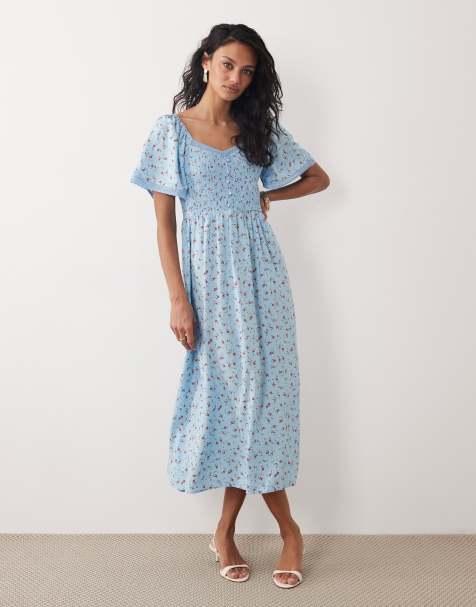Nobody's Child midi dress in blue floral print - view 1