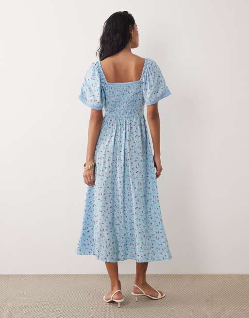 Nobody's Child midi dress in blue floral print