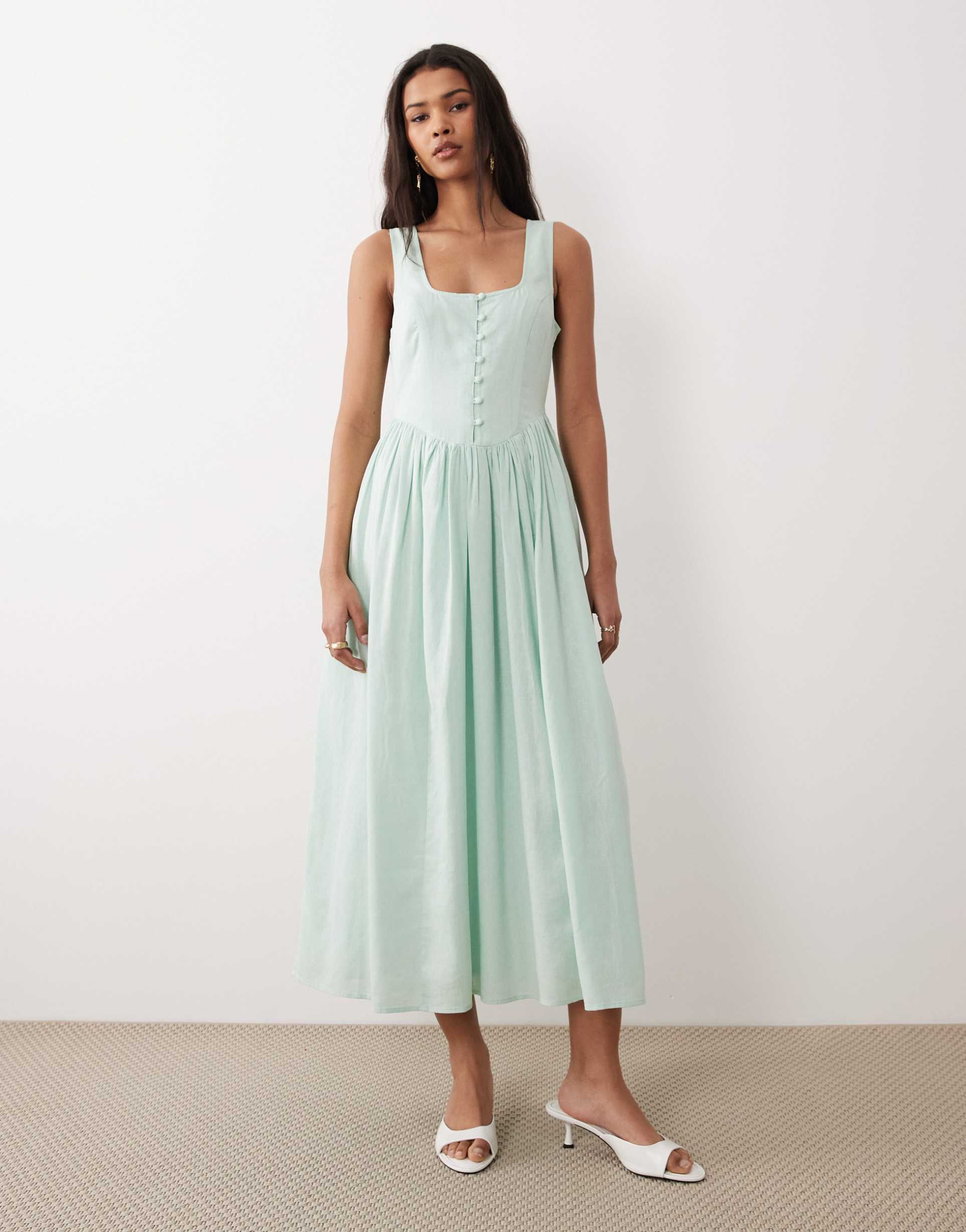 nobody's child midi dress in mint green