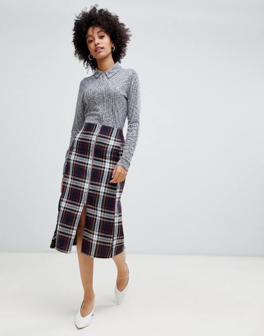 Plaid midi cheap skirt 4t