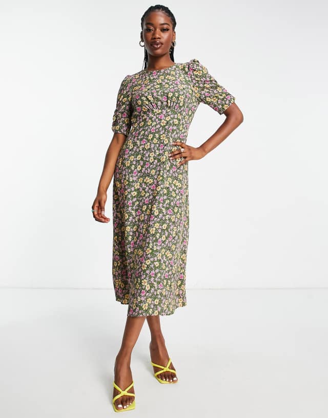 Nobody’s Child midi tea dress in green floral