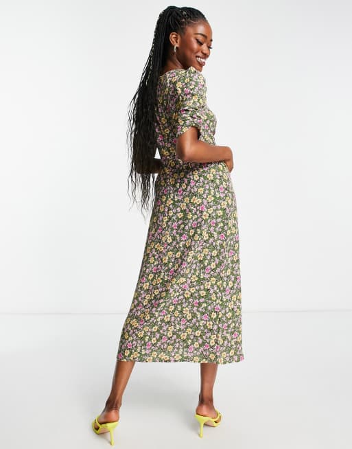 Nobody’s Child midi tea dress in green floral, 2 of 4