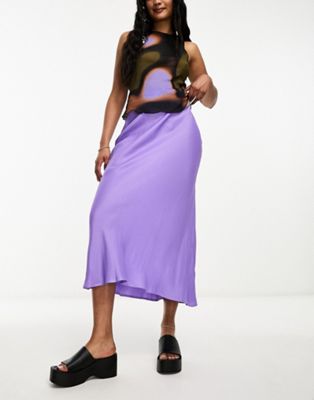 Nobody's Child Mila Satin Midi Skirt In Purple