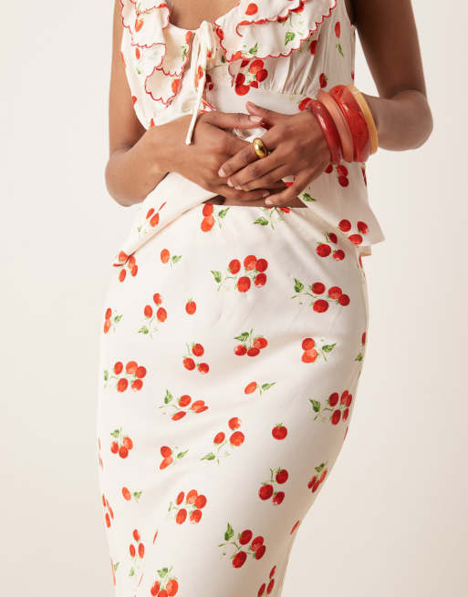 Nobody's Child Milo midaxi skirt in white tomato print