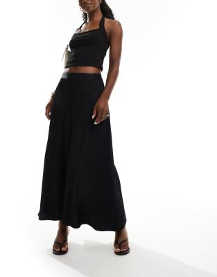 Nobody's Child Milo satin maxi skirt in black - view 1