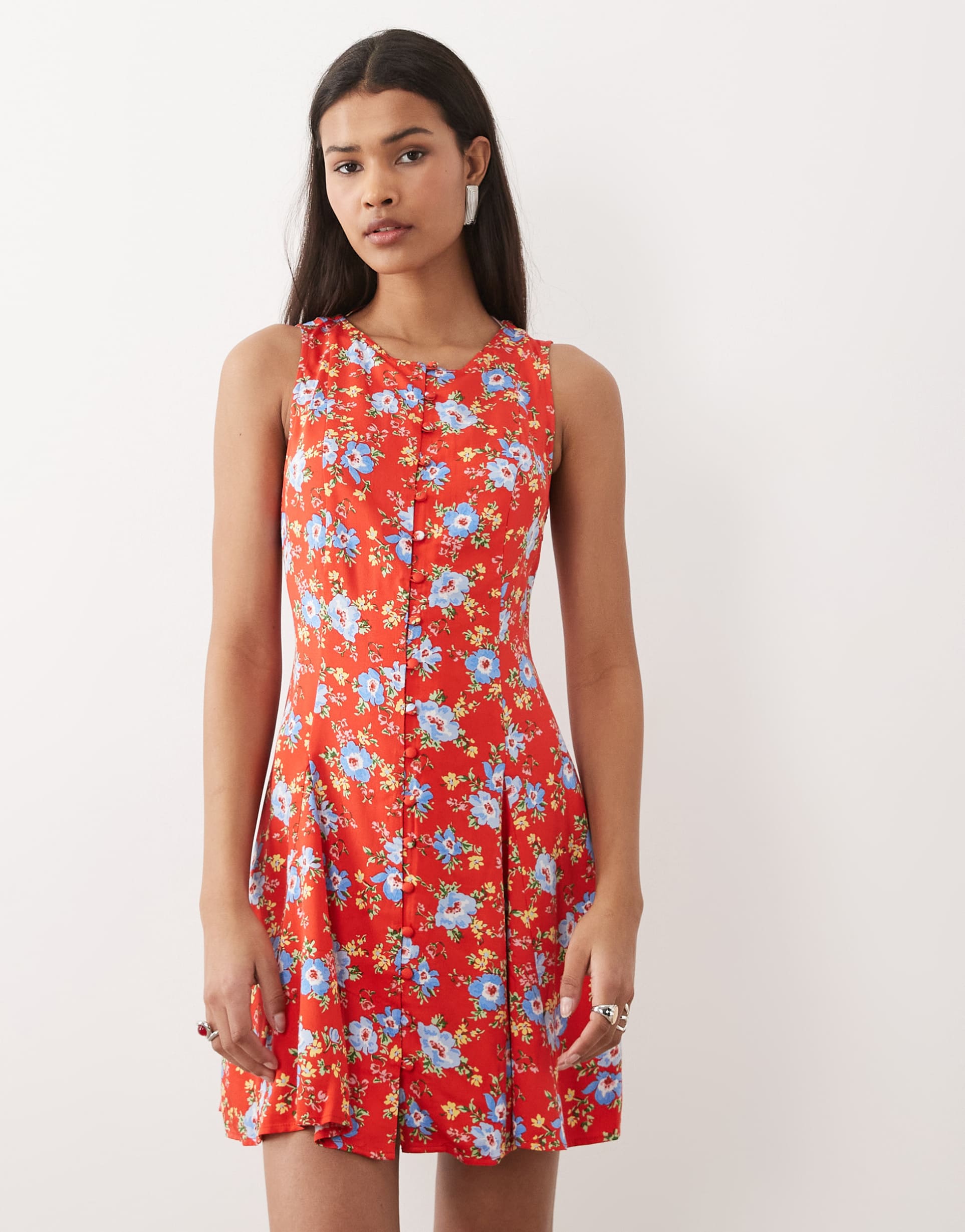 nobody's child mini skater dress in red floral