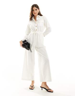 Nobody's Child Nobody's Child Miranda wide leg utility style jumpsuit in white