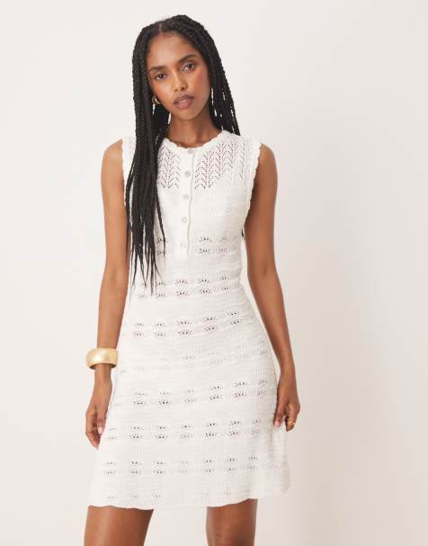 Nobody's Child mock crochet mini dress in white - view 1