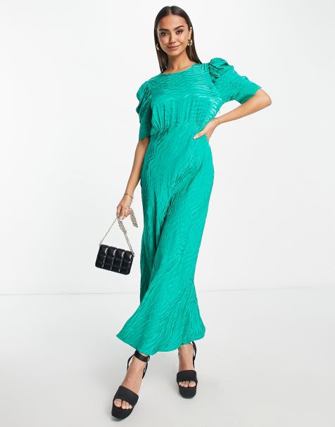 Nobody's Child Moira animal satin midi dress in green - view 1