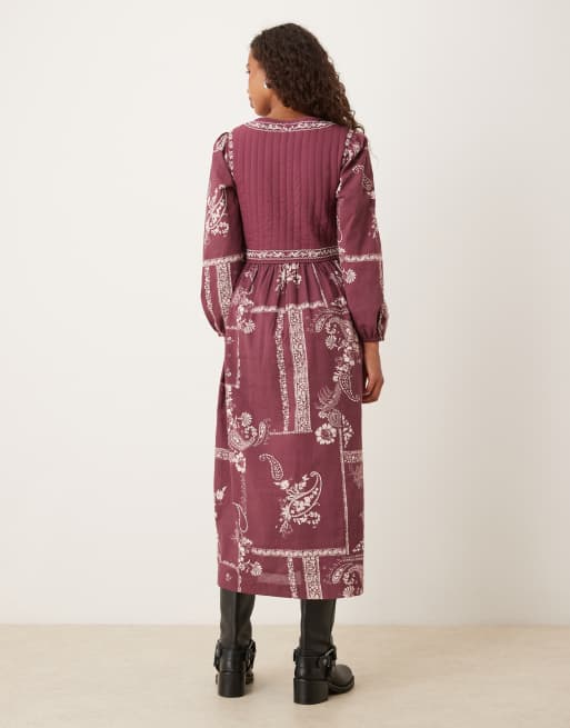 Nobody's Child Monroe vest midi dress in burgundy paisley print | ASOS