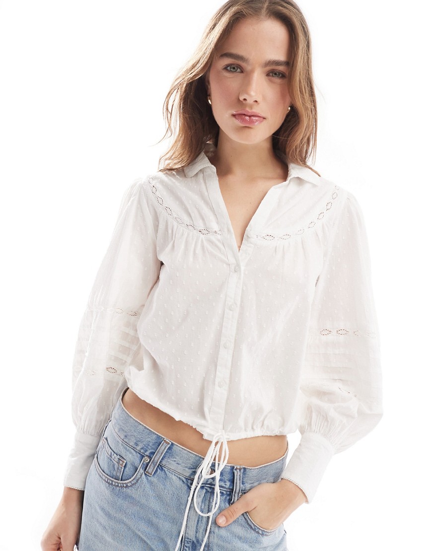 Morgan blouse in white textured print