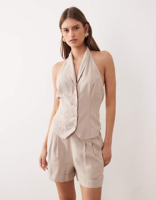 Nobody's Child – Set aus Weste und Shorts in Beige, 3 von 3