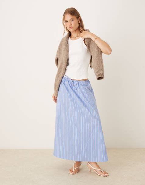 Nobody's Child Naples skirt in blue and white stripe - view 1