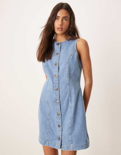 Nobody's Child – Ned – Mini-Schürzenkleid aus Denim in mittlerer Vintage-Waschung - view 1