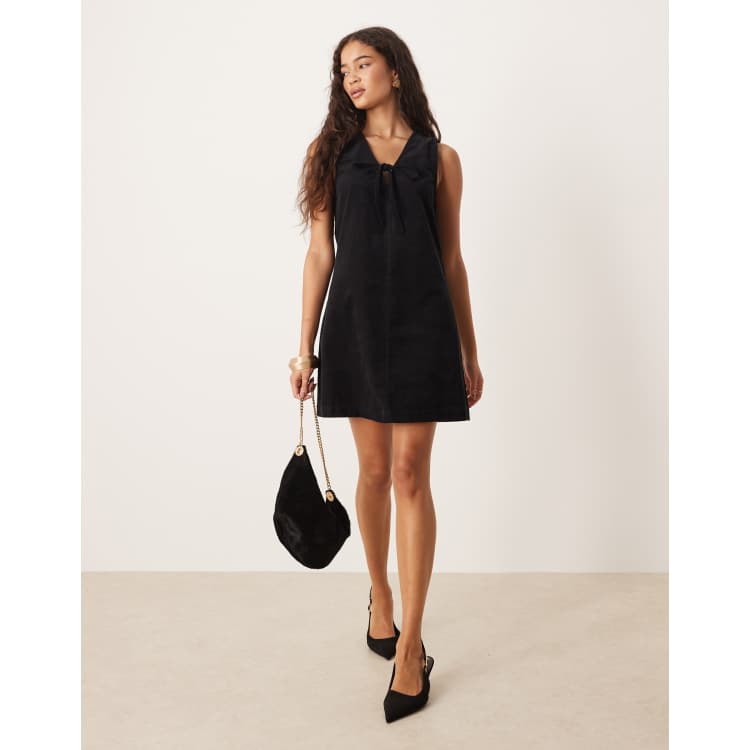 Nobody's Child Nila tie detail corduroy pinafore mini dress