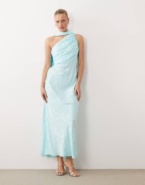 Nobodys Child Occasion Oceane satin jacquard maxi dress in turquoise blue - view 1