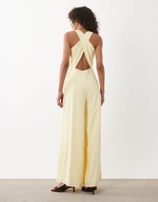 Nobody's Child Nobodys Child Occasion Reign High Neck Cross Back Jumpsuit In Yellow