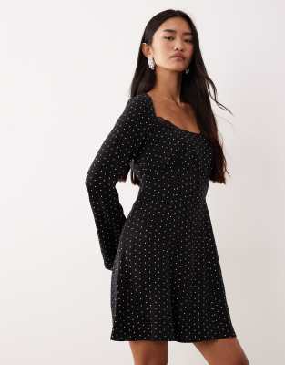 Nobody's Child Olivia Lace Square Neck Mini Dress In Black