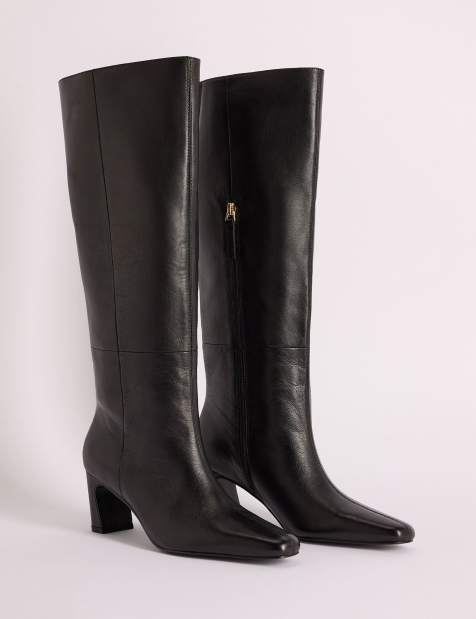 Nobody's Child Ottilie real leather knee high boots in black - view 1