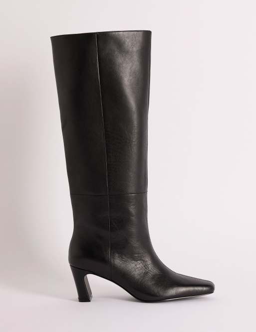 Nobody's Child Ottilie real leather knee high boots in black, 2 of 5