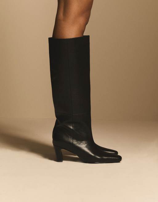 Nobody's Child Ottilie real leather knee high boots in black, 5 of 5