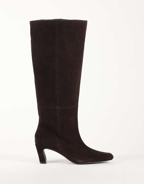 Nobody's Child Ottilie real suede knee high boots in chocolate  - view 1